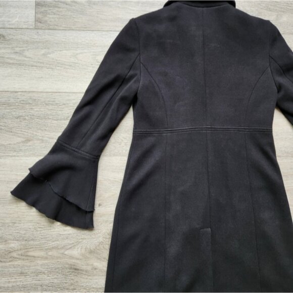 INC International Concepts Black Jacket Coat Womens XS Bell Sleeve Ruffle Cotton - Picture 10 of 12